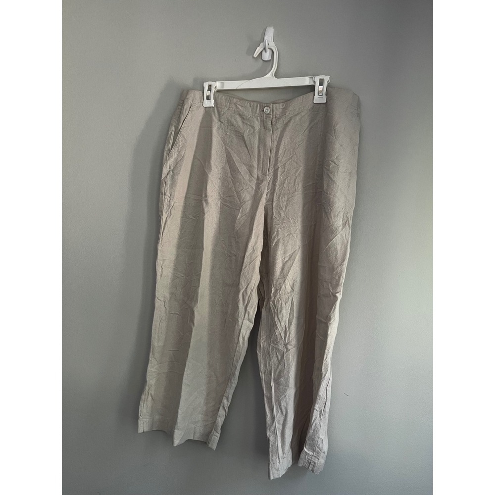 J. Jill Pure Linen Cropped Pants Sea Salt Beige Petite Large LP NWT 062072 - Picture 2 of 15